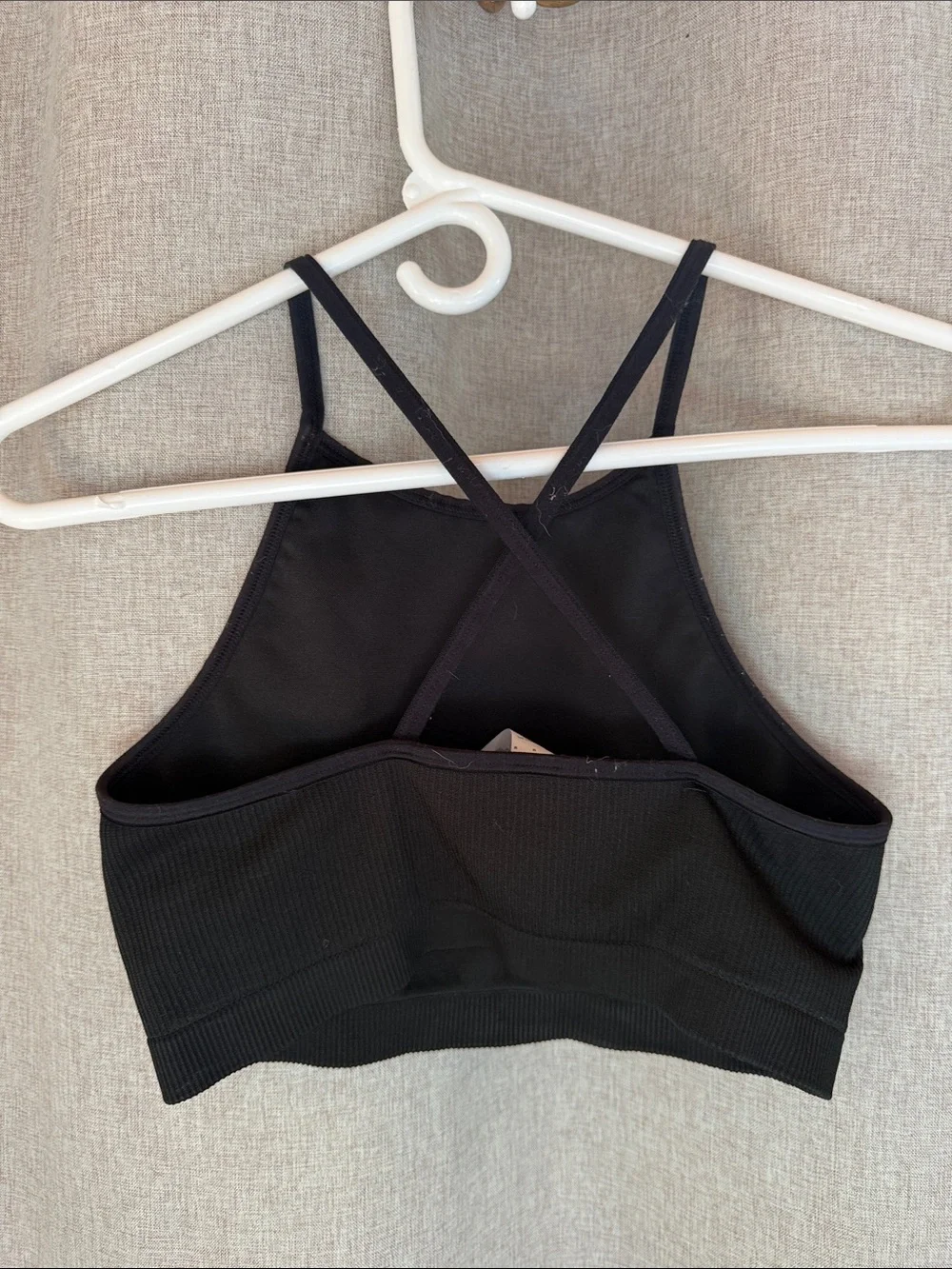 Nike Black Ribbed High-Neck Sports Bralette with White Swoosh